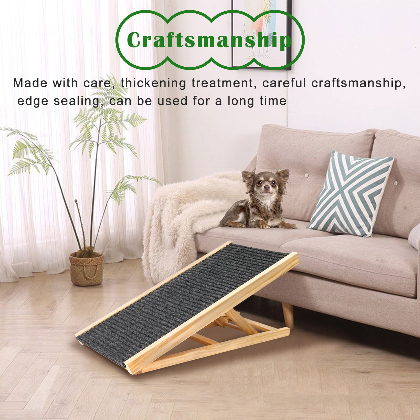ElevateFold Adjustable Wooden Pet Ramp