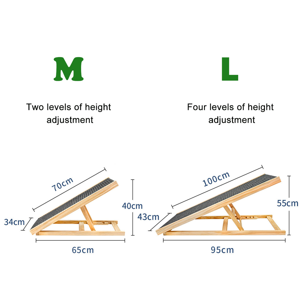 ElevateFold Adjustable Wooden Pet Ramp